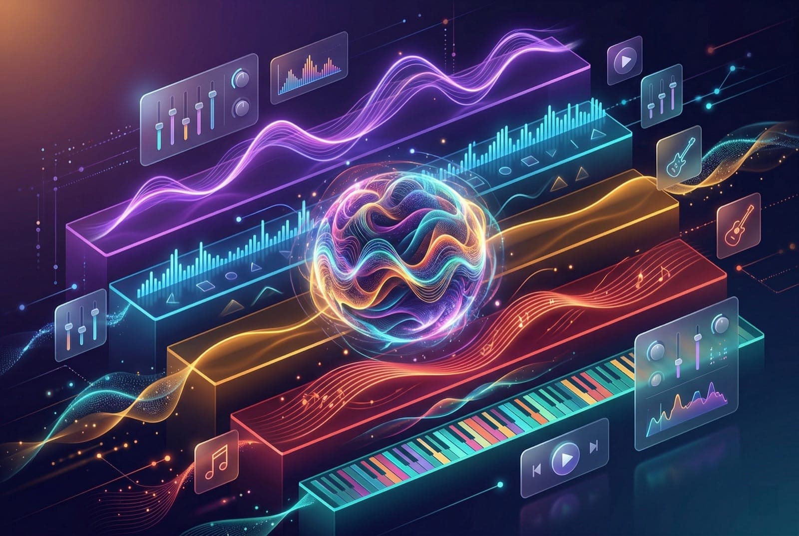 Stem Splitter separating an AI text to song track into downloadable instrument stems